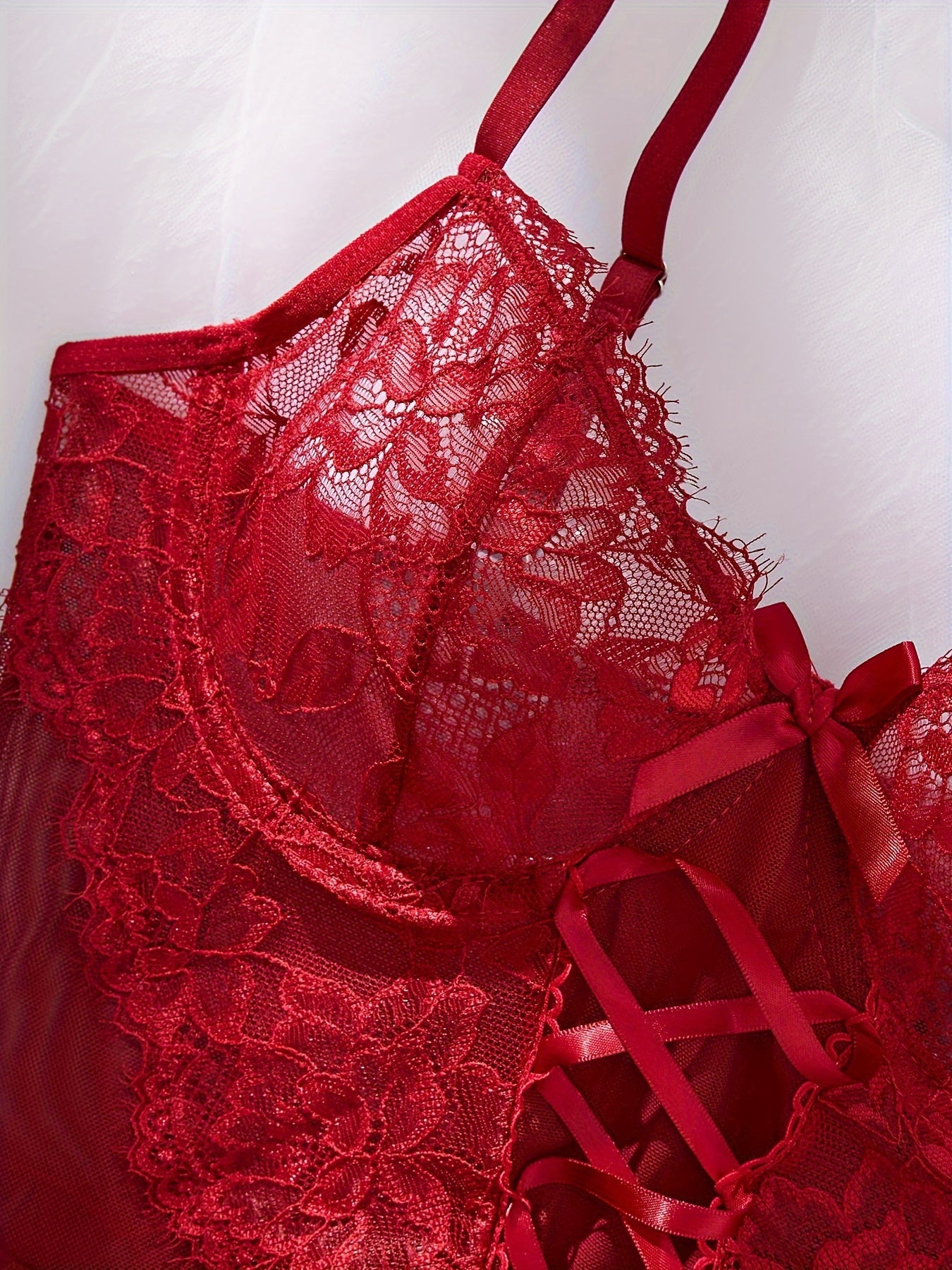 Women's Nightdress and Thong Set with Thin Shoulder Straps and Stylish Design