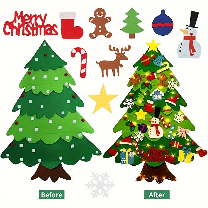 Christmas Felt Tree Decoration Indoor Outdoor Non-Woven Material Battery Operated
