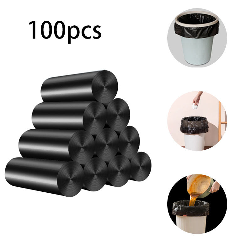 100 Black Garbage Bags 4 Rolls Household Trash Liners Strong Load-Bearing