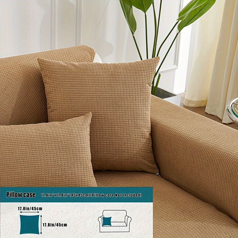 Water-Resistant Velvet Sofa Cover for 1-4 Seat L-Shaped Sofas Pet-Friendly Non-Slip Machine Washable Gray Textured Fabric