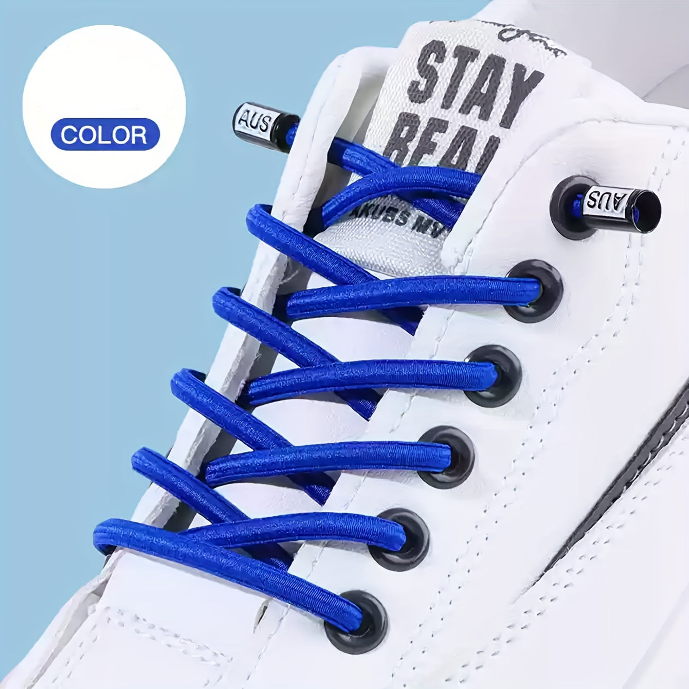 Unisex Elastic No-Tie Shoelaces with Safety Buckle Multicolor Durable Knit