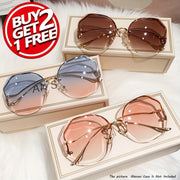 Women's Frameless Round Glasses with Gradient Metallic Lenses for Fashion