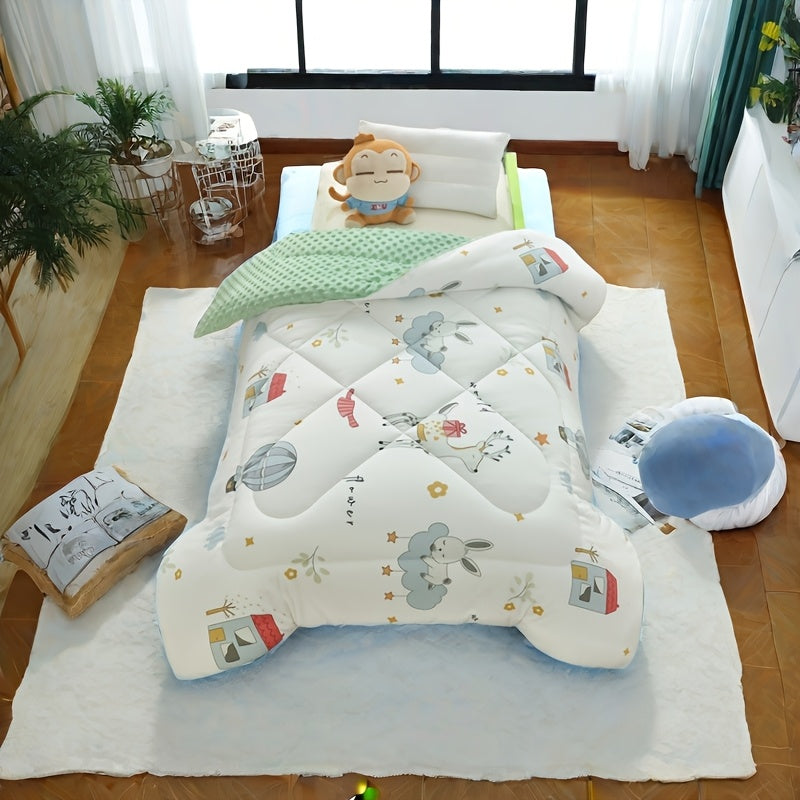 Kids Beanie for Girls and Boys Soft Knit Animal and Plant Pattern Blue and White