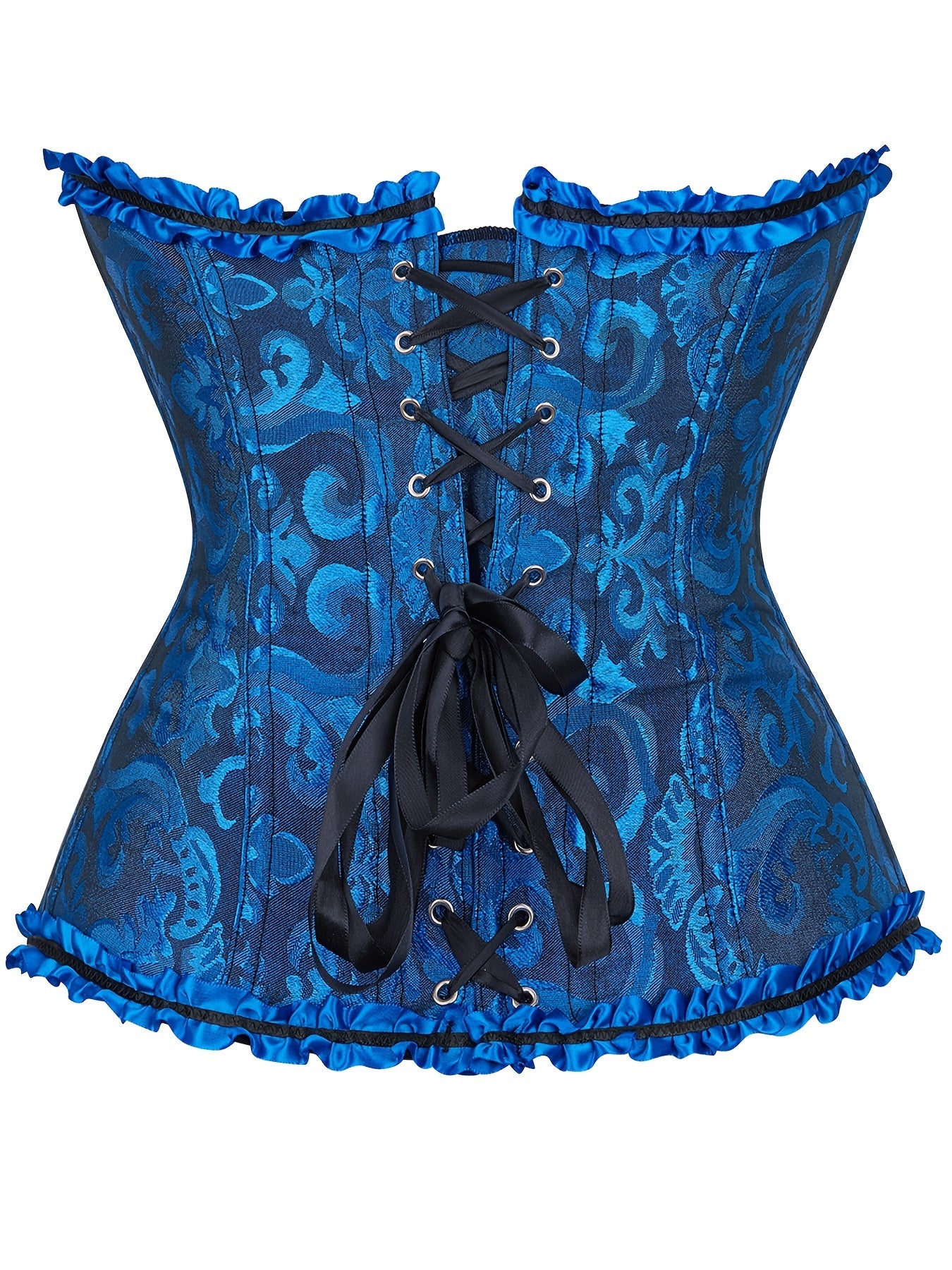 Women's Sleeveless Lace-Up Corset Top with Tummy Control Ruffle Detail for Bridal and Formal Events