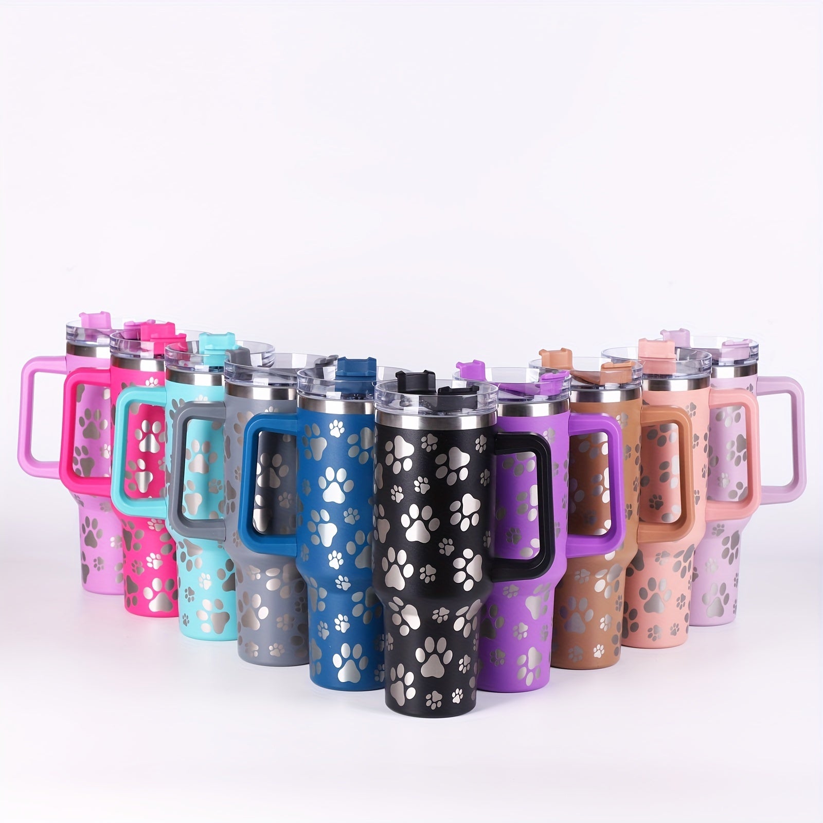 Taza de viaje de acero inoxidable aislado de 40 oz con doble pared y vacío, con tapa y asa para coche y uso diario