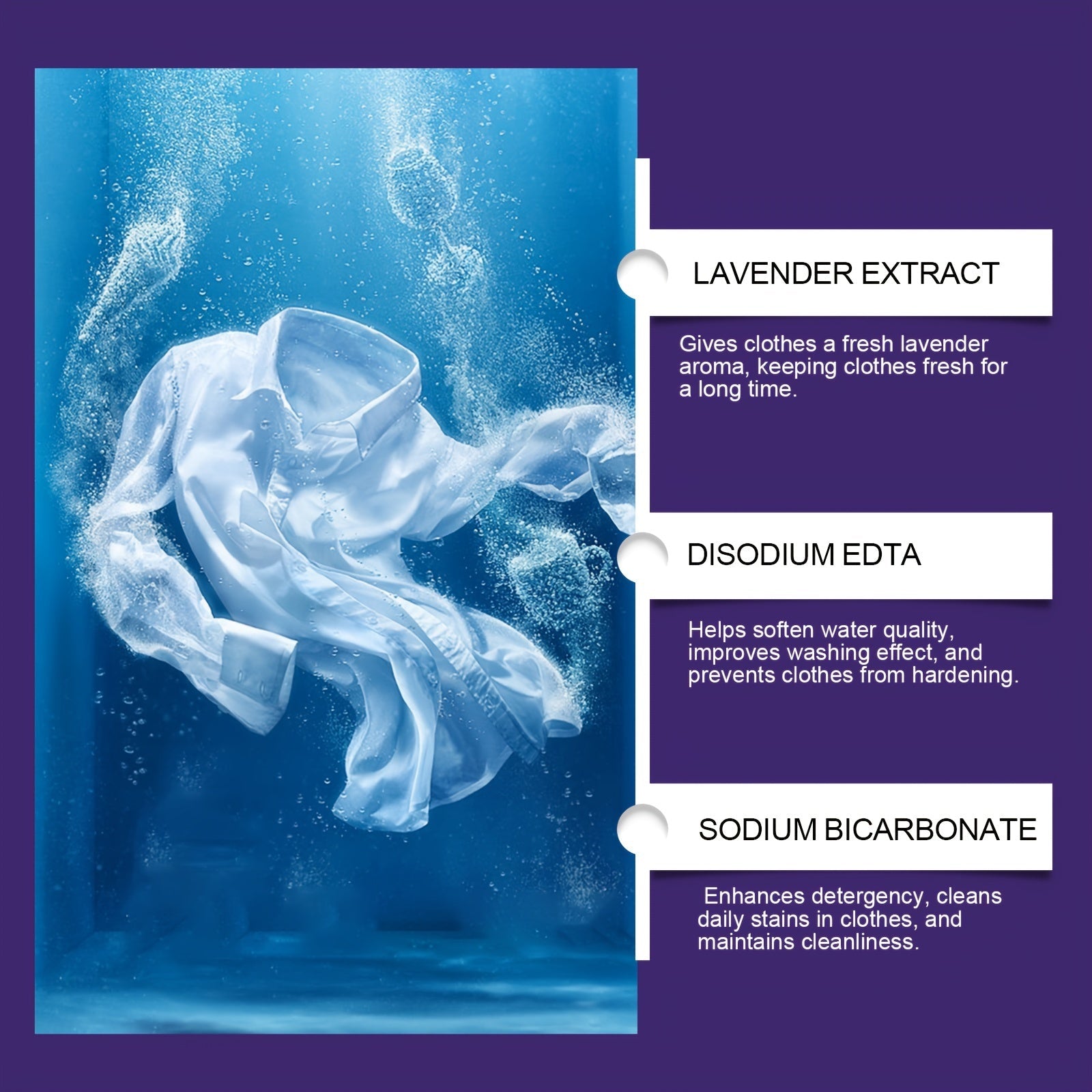 Tez eriydigan kir yuvish kukunlari, qiyin dog'larni samarali yo'qotadi - kundalik kiyimlar, to'shaklar va sochiqlar uchun ideal.