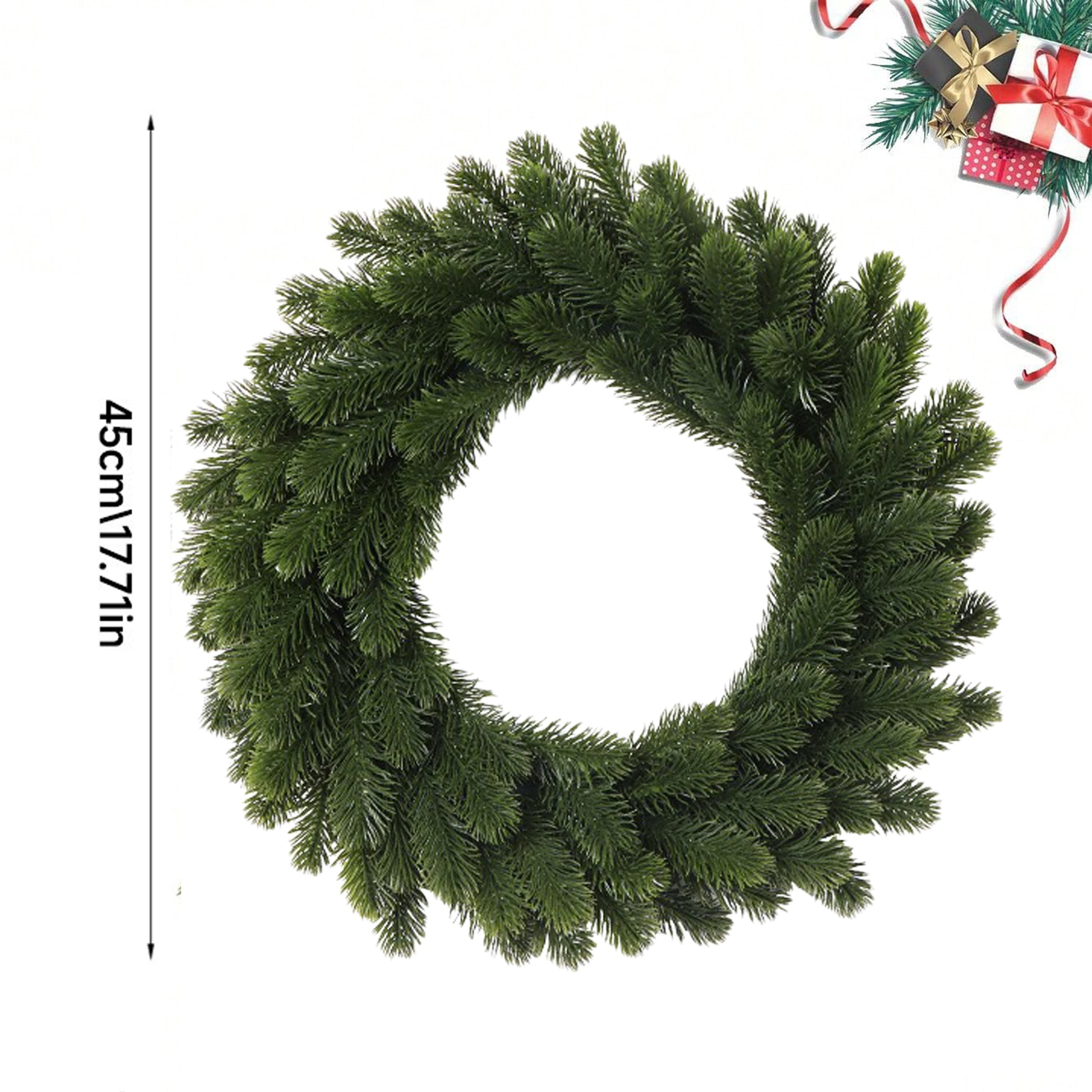 Green Pine Needle Wreath for Christmas Indoor Outdoor Decor