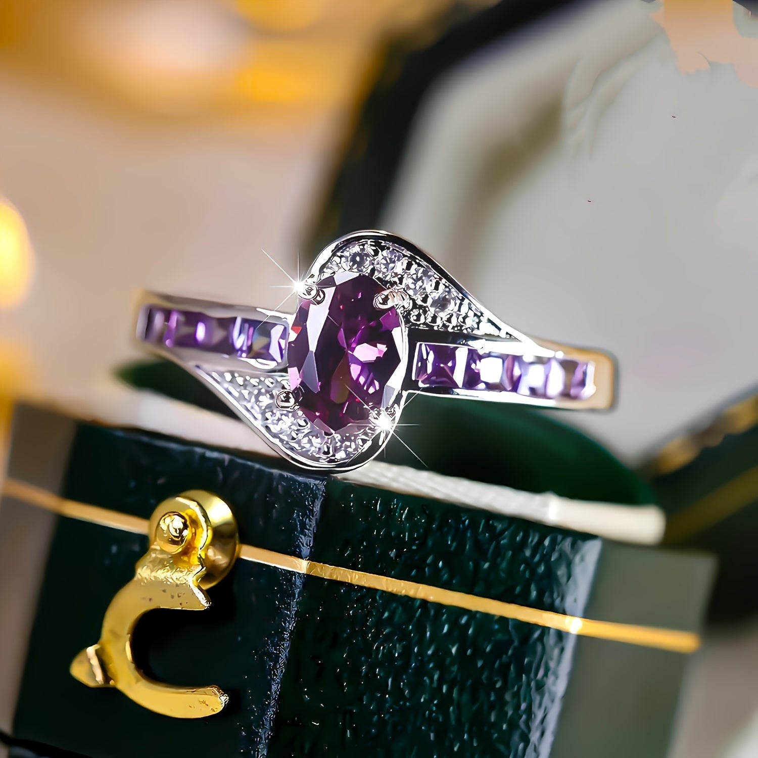 Silver Plated Ring with Cubic Zirconia for Weddings and Parties