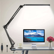 LED Desk Lamp with 3 Lighting Modes Clamp Metal Swing Arm 10 Brightness Levels