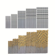 50 Titanium Plated Steel Drill Bits Set with Round Handles for Electric Drills 1-3mm