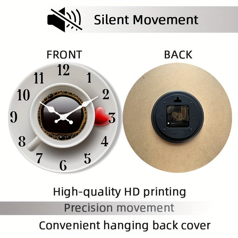 Wooden Wall Clock 10/12 Inch Non-Ticking Circular Decor for Living Room Kitchen Bedroom