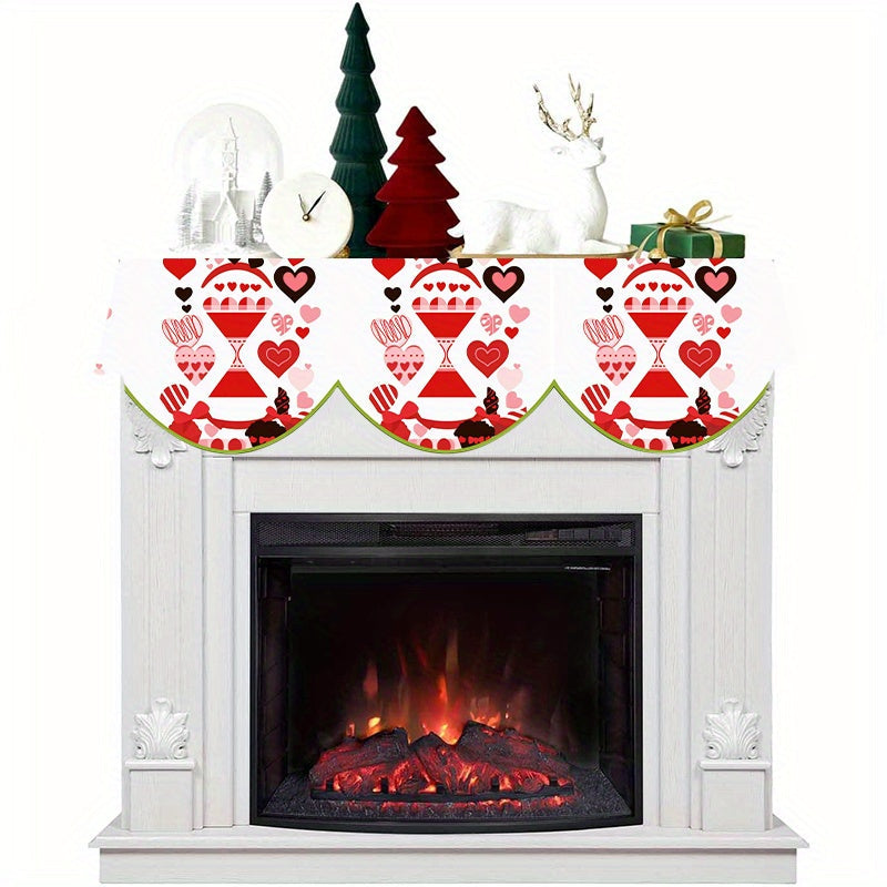 Шарф для камина ко Дню святого Валентина из полиэстера с рисунком в виде сердца. Размеры 49,78 см x 199,9 см, не требует электричества. Идеально подходит для придания уюта камину, двери или окну в гостиной вашего дома. Также можно использовать как