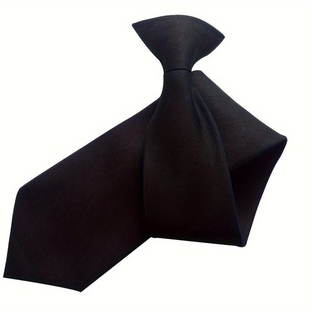 Qora erkaklar uchun sozlanadigan oldindan bog‘langan galstuk to‘plami, to‘qilgan kliplar bilan, to‘ylar, ofis, maktab formasi uchun