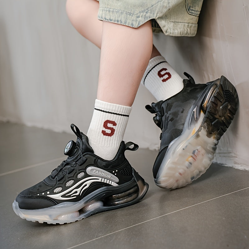 Детские повседневные спортивные туфли для мальчиков и девочек с вращающейся пряжкой и мягкой подошвой из EVA