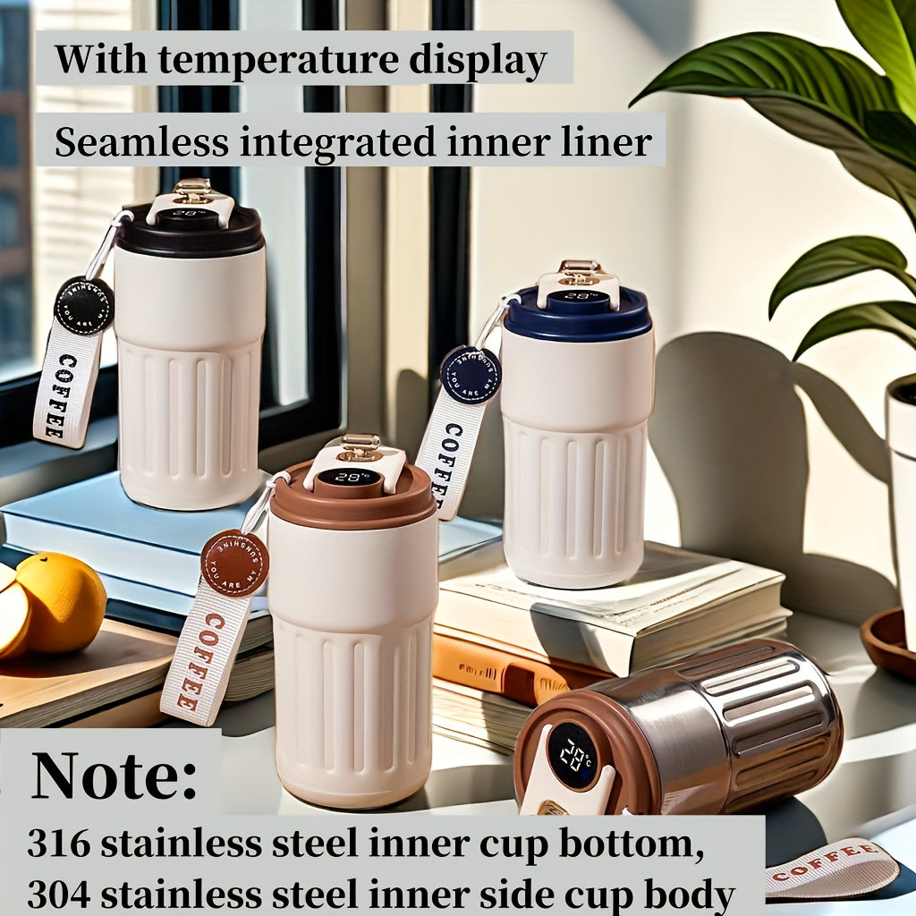 410ml Stainless Steel Travel Mug with Temperature Display Hot Cold Beverage Cup