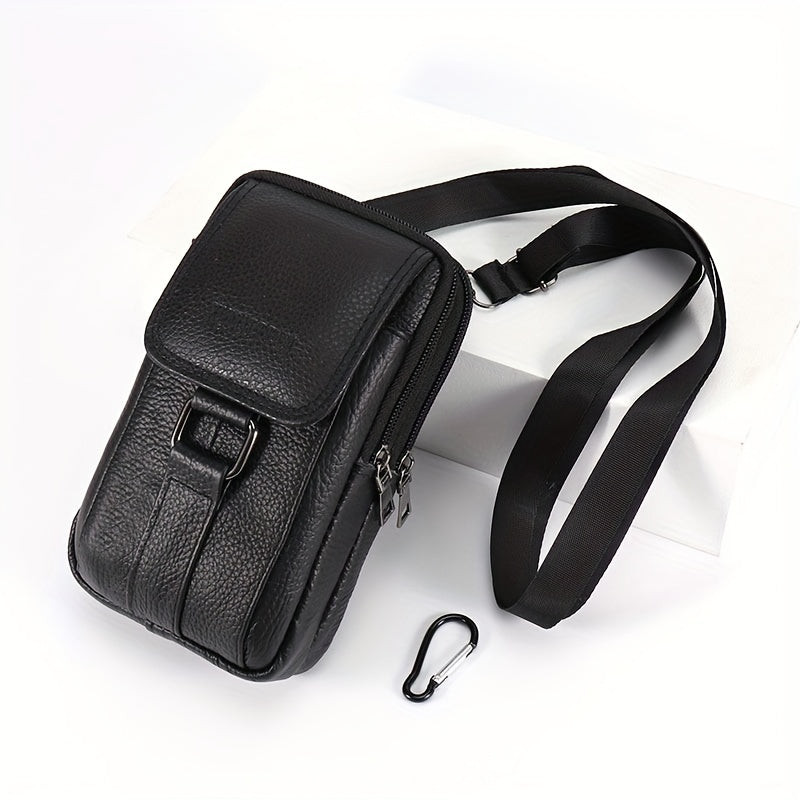 Men's Waist Bag Leather Fanny Pack for Walking Cycling Gym Workouts