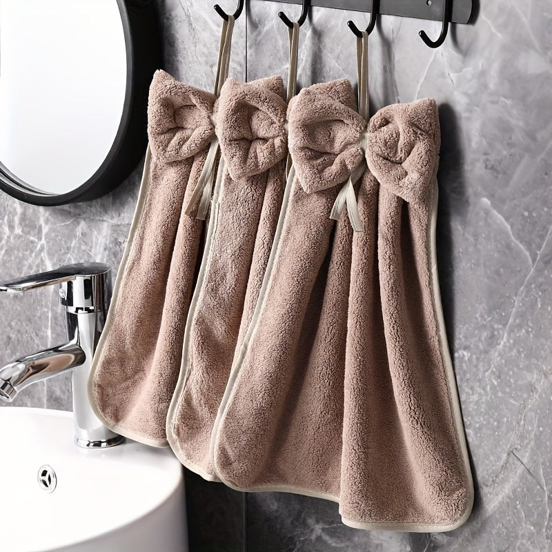 3-Piece Kitchen Towel Set Absorbent Quick-Drying Bowknot Skirt Pattern Household Cleaning