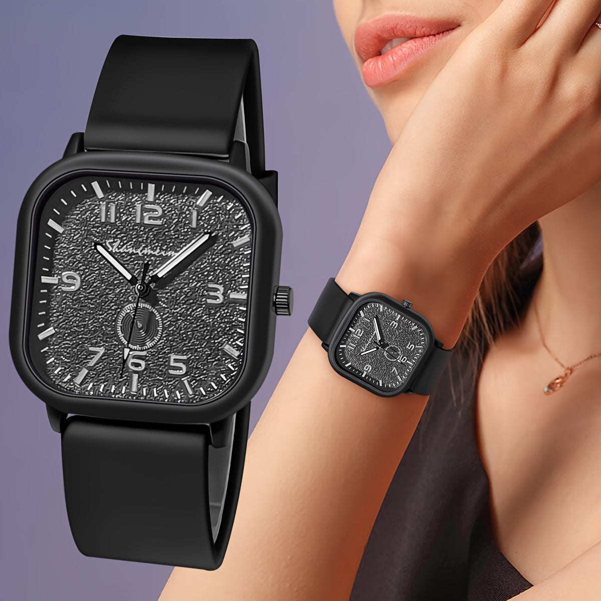 Reloj de banda de silicona minimalista para hombres, mujeres, estudiantes, casual, cuadrado, de cuarzo