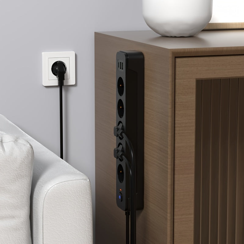 Удлинитель с повышенной мощностью с защитой от перенапряжения, европейские розетки, порты USB-A/C 220-240В