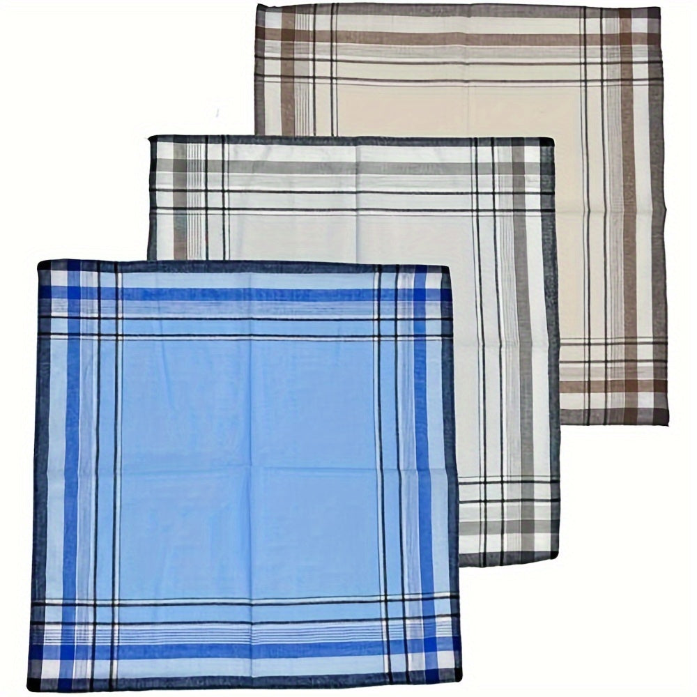 Set of 6 Men's Cotton Pocket Handkerchiefs Soft Absorbent Hypoallergenic Plaid