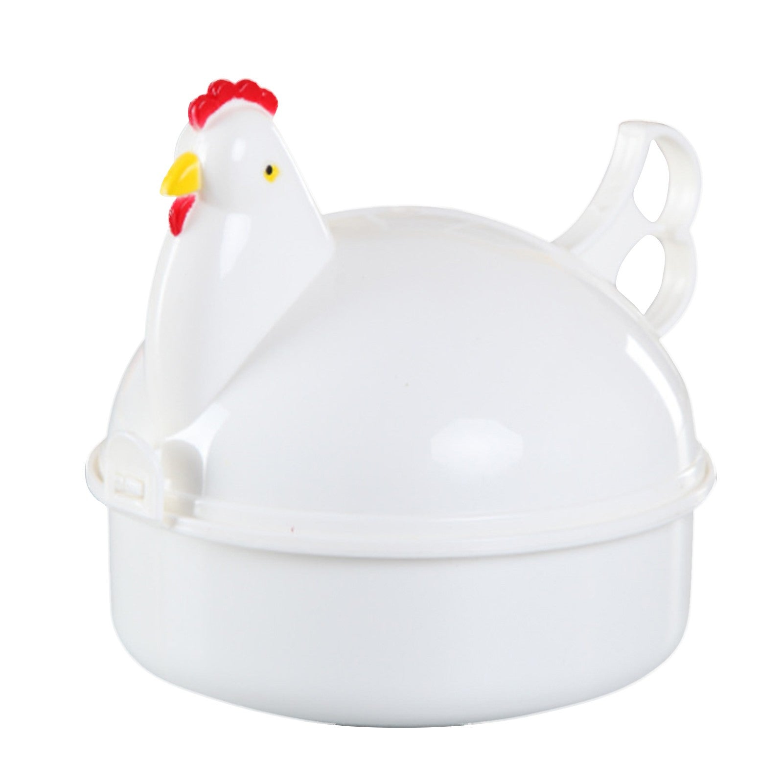 White Aluminum Alloy Egg Steamer with Chicken Shape, 4 Grids for Boiling and Steaming