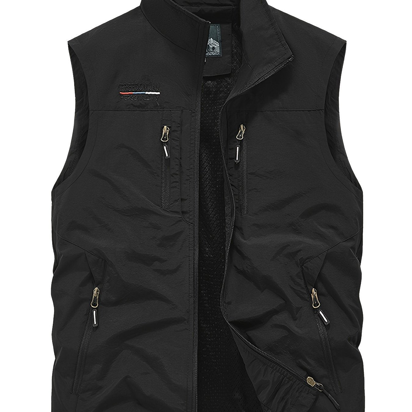 Men's Nylon Fishing Vest Sleeveless Stand Collar Multi-Pocket Casual Outdoor Spring Fall