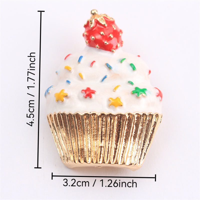 Enamel Cartoon Cupcake Brooch Pin Irregular Shape for Women Fashion Accessory