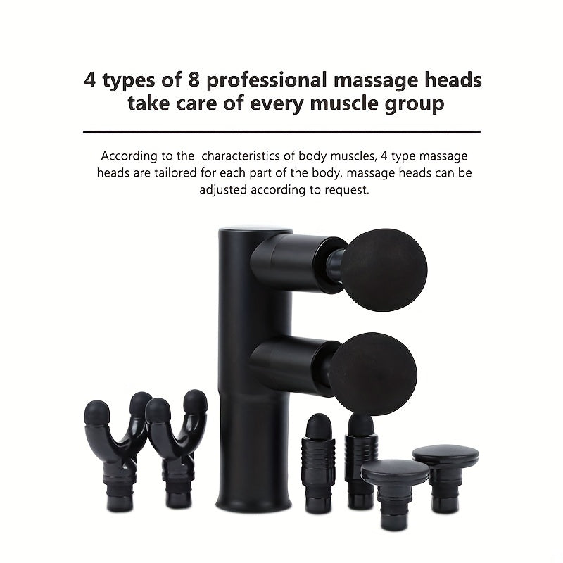Electric Massage Gun with 8 Replacement Heads Deep Tissue Muscle Relaxation Portable Percussion Massager
