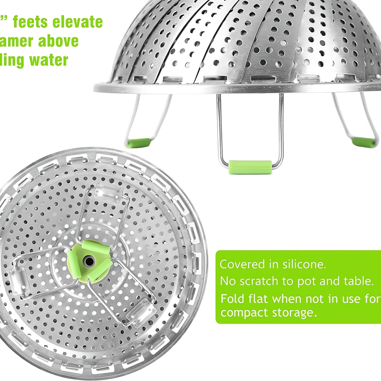 Cesta de vapor de acero inoxidable para verduras para una cocción rápida y fácil