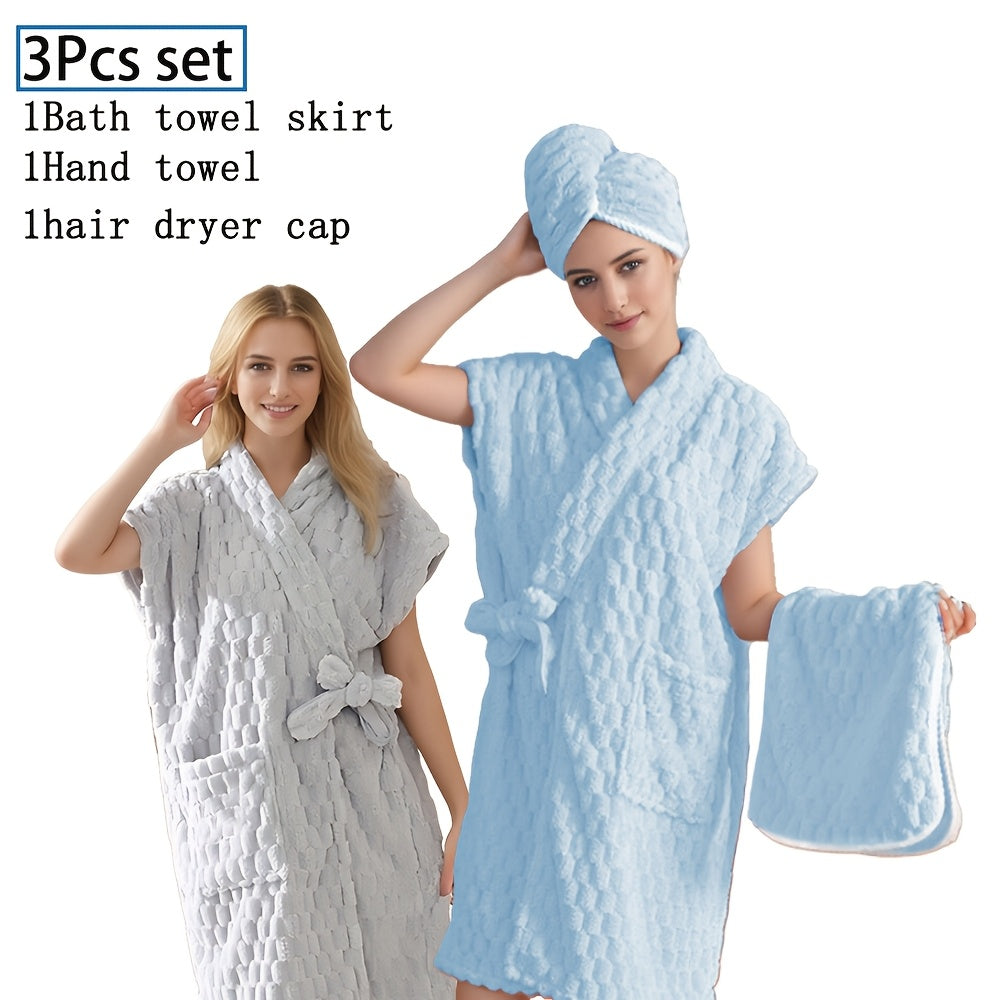 Set of 3 Microfiber Towels for Women Hand Towel Bath Wrap Hair Wrap Soft Absorbent Quick-Drying