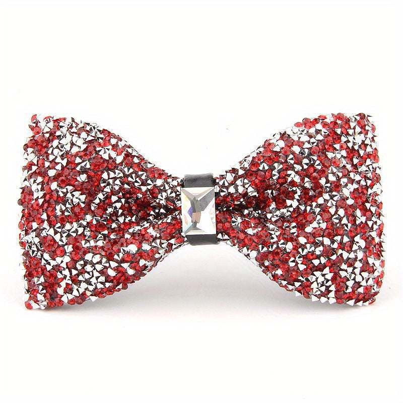Men's Bow Tie with Faux Diamond Knot for Weddings and Formal Events
