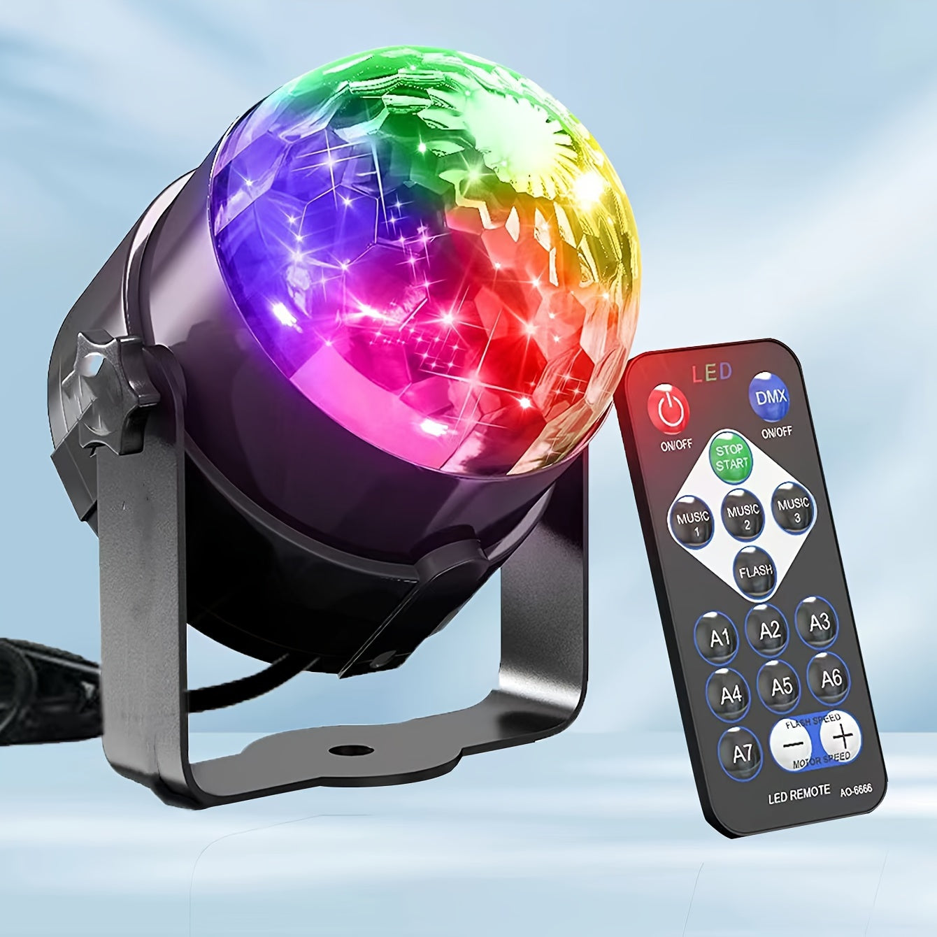 ABS Crystal Remote Control Magic Ball Light with Strobe Color Changing Projection for Stage and Decoration
