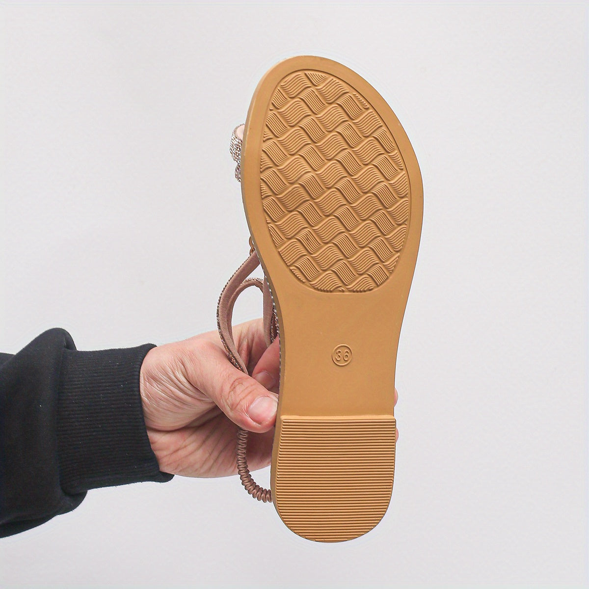 Women’s Rhinestone Summer Flat Sandals Bohemian Style Beach Footwear