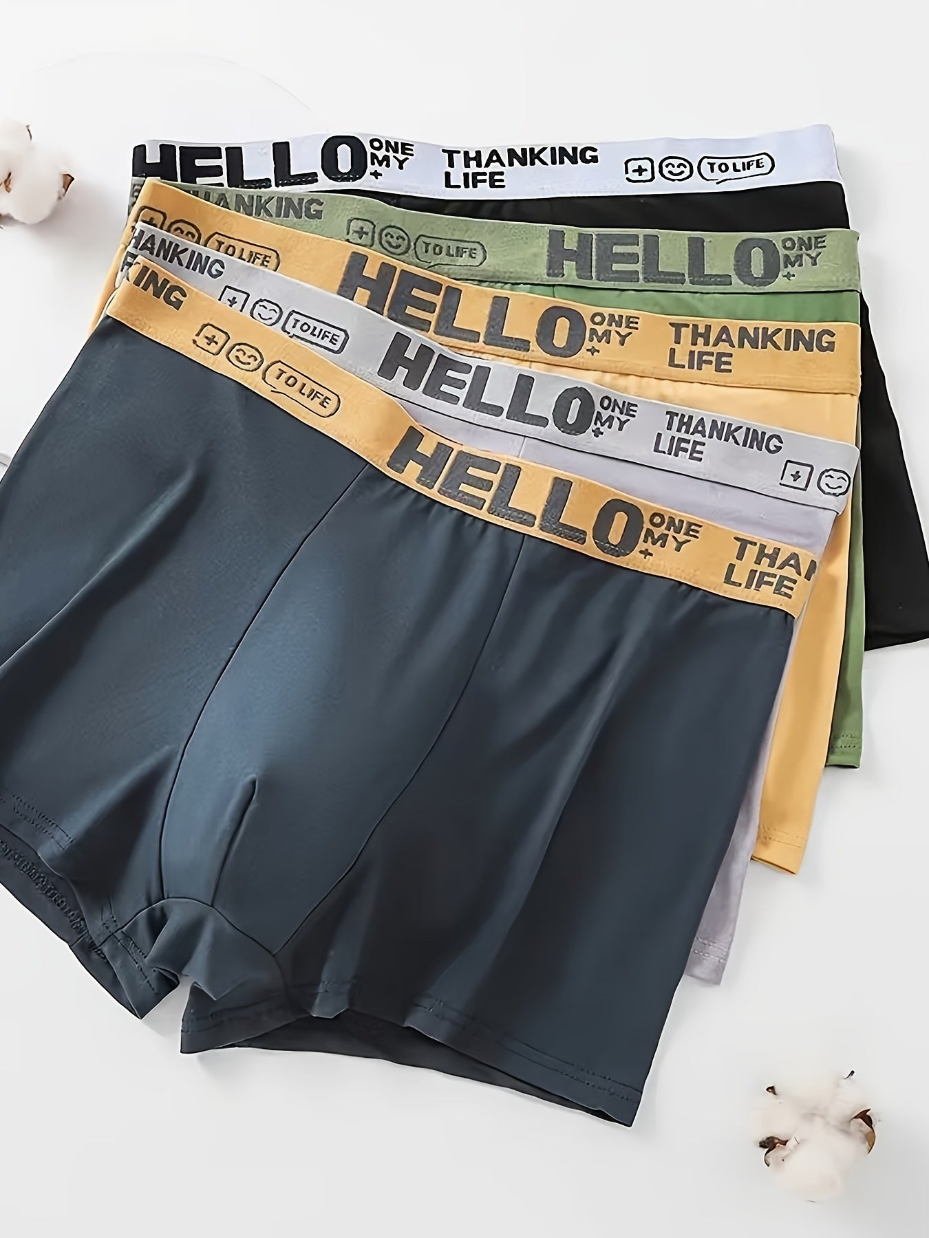 Men's Breathable Solid Color Cotton Boxers in 1, 3, or 5 Pieces