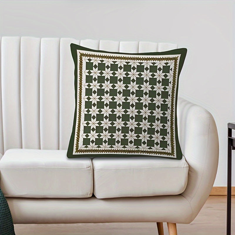 Geometric Green Throw Pillow Cover 44.96x44.96cm Reversible Polyester with Zipper