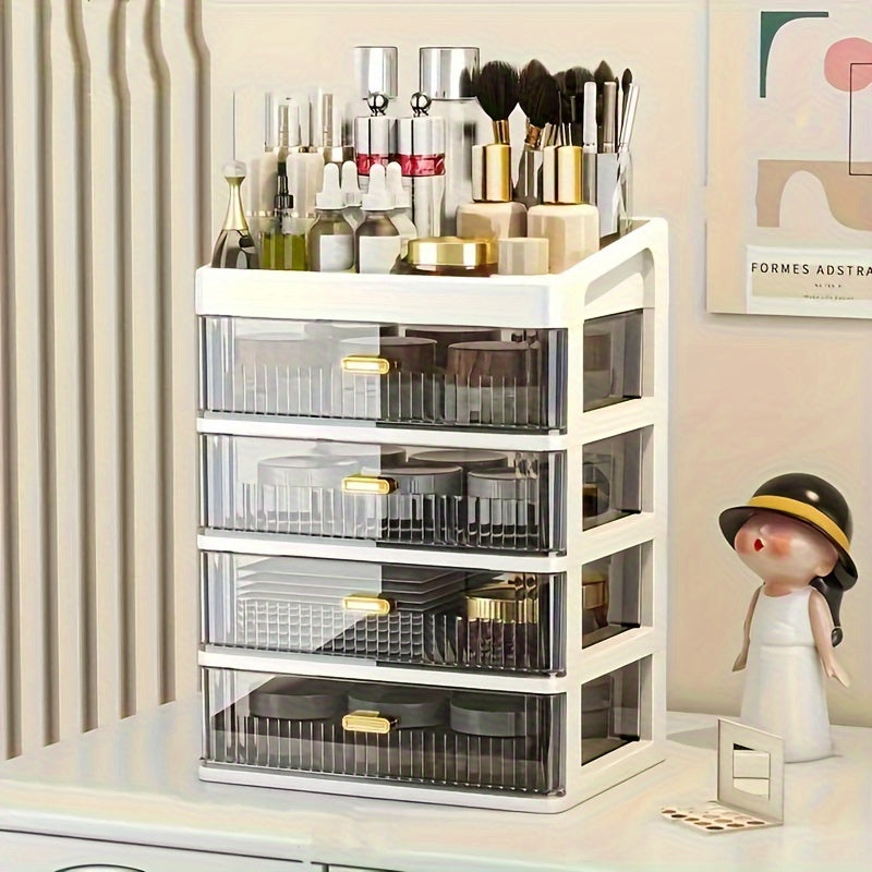 Large Plastic Makeup Organizer with Drawer for Vanity Dresser Bathroom Countertop