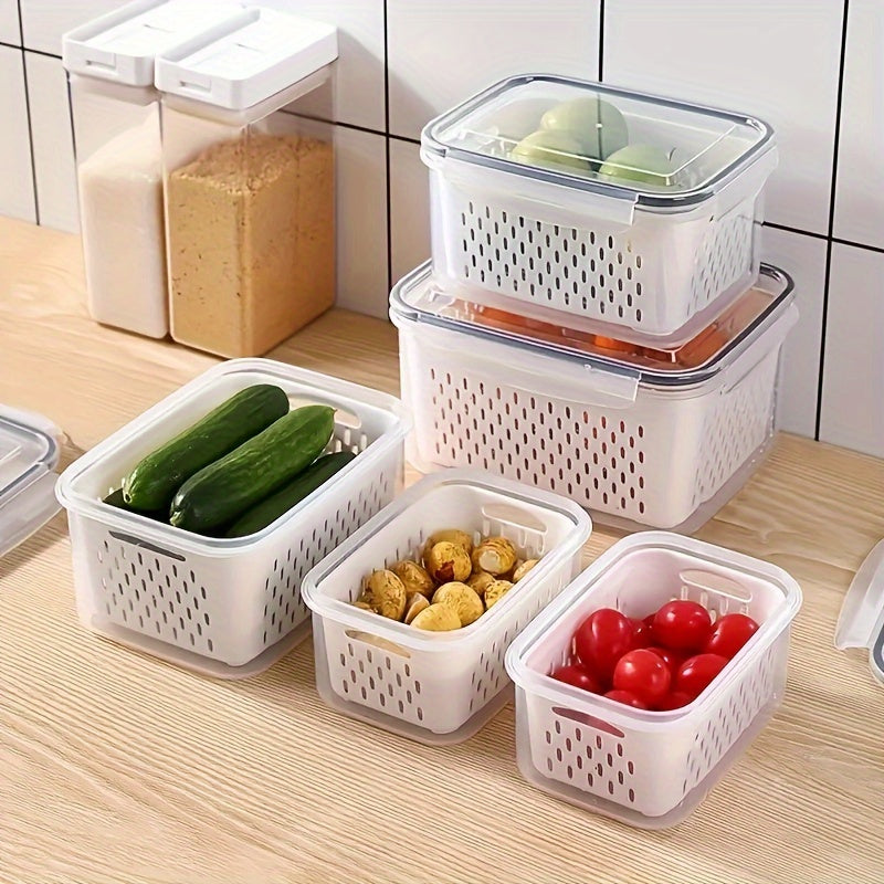 BPA-Free Fruit Storage Container with Drain Colander and Airtight Lid for Refrigerator
