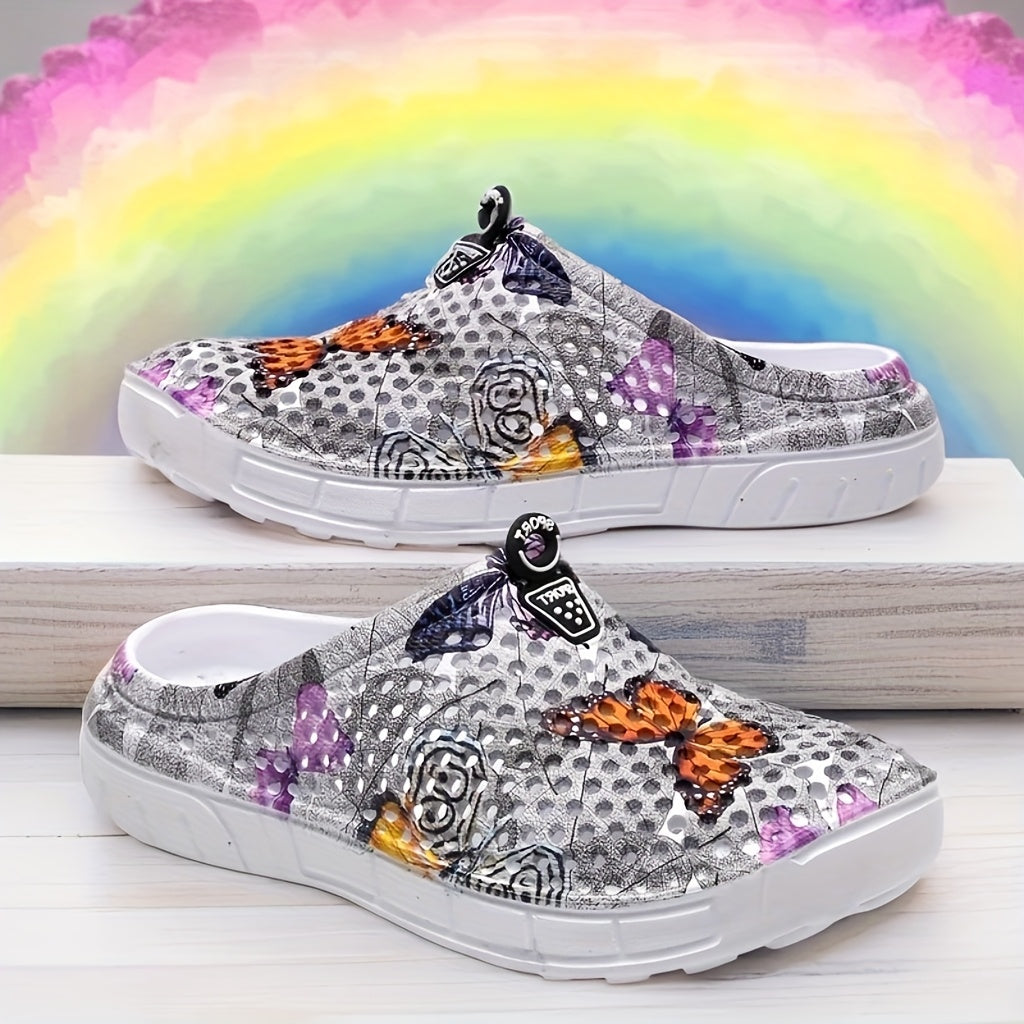 Women's Breathable Butterfly Print Summer Shoes Lightweight EVA Casual Footwear