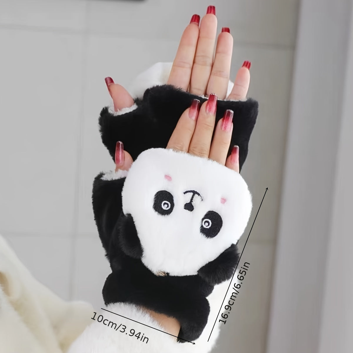 Women's Animal Cartoon Winter Mittens with Flip Tops Plush Warm Casual