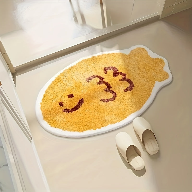 Fish-Shaped Area Rug Water-Absorbent Bathroom Entrance Mat Non-Slip Plush Decor