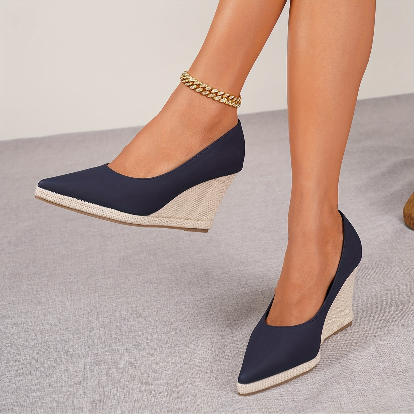 Women's Wedge Heel Shoes Thick Sole Slip-On Spring Autumn Footwear