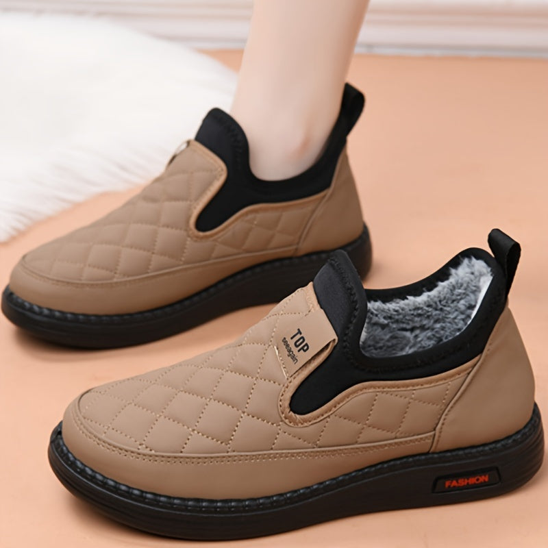 Women's Winter Snow Boots Quilted Plush Lining Rubber Sole One Size