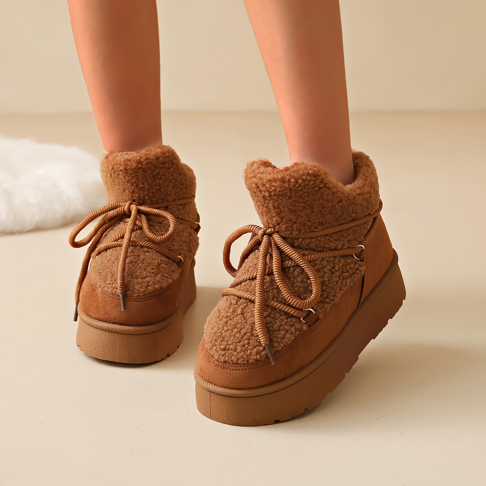 Women Snow Boots Winter Warm Slip-On Round Toe Fabric PVC Sole