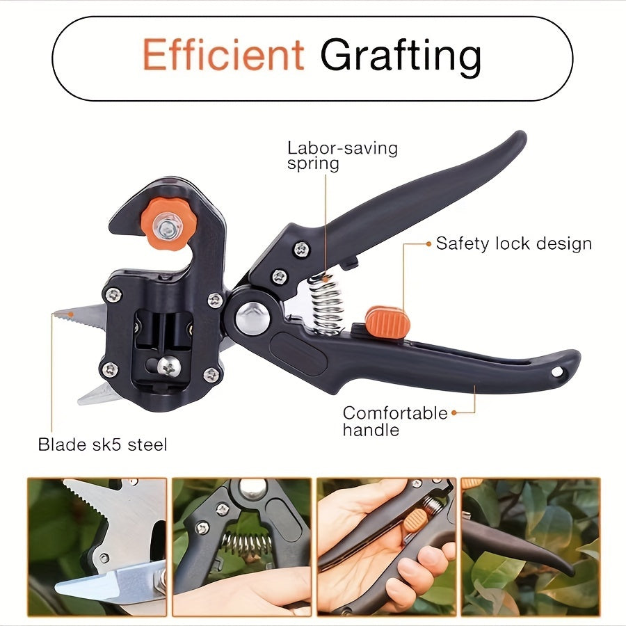 Gardening Grafting Tool Set with 3 Blades Pruning Shears Knife Wrench Storage Bag
