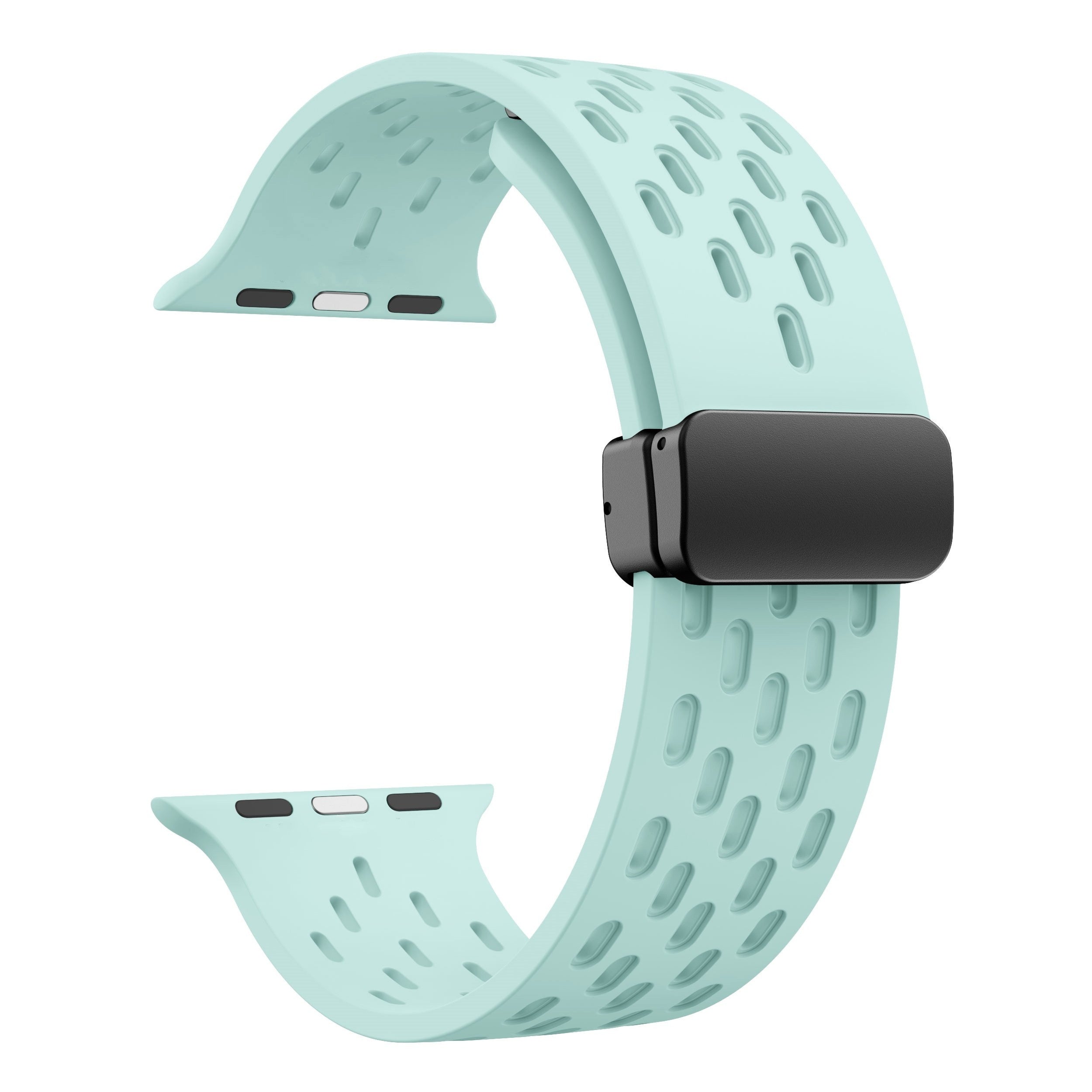 Silicone Watch Band with Breathable Holes for Apple Watch Series 1-8 Waterproof Magnetic 38mm-49mm