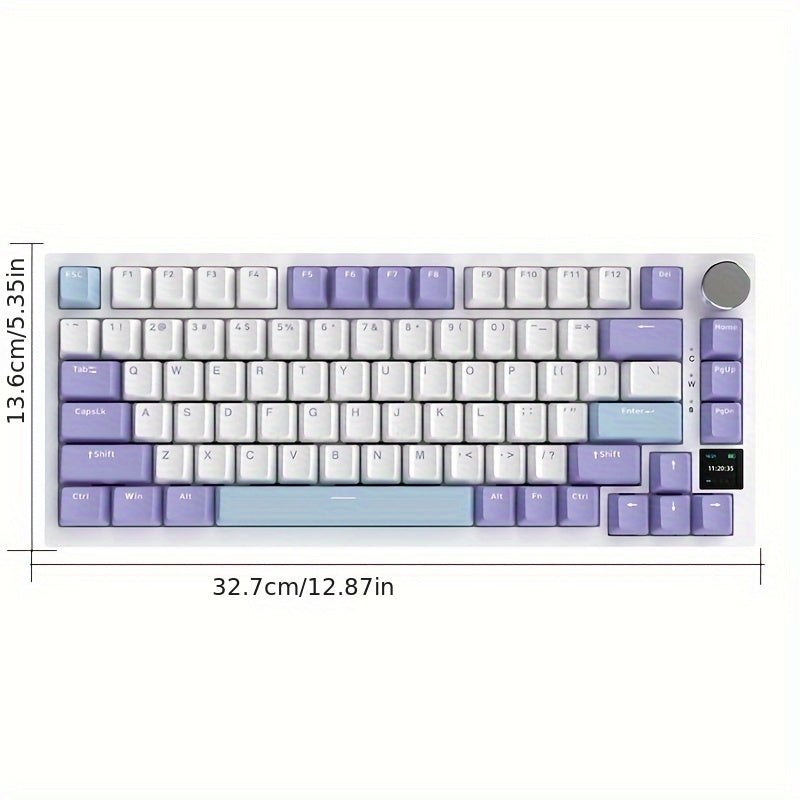 75% Mechanical Keyboard with TFT Display RGB LED Wireless Wired USB-C Knob Control Black Gray Yellow