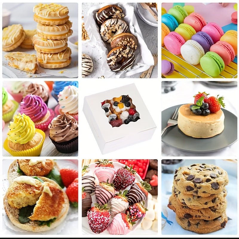 Derazali 30 ta oq karton non qutilari to&#39;plami - pechene, qulupnay, makaron va shirinliklar uchun ideal | Oshxona va restoranda xizmat ko&#39;rsatish uchun bir martalik kvadrat qandolat idishlari