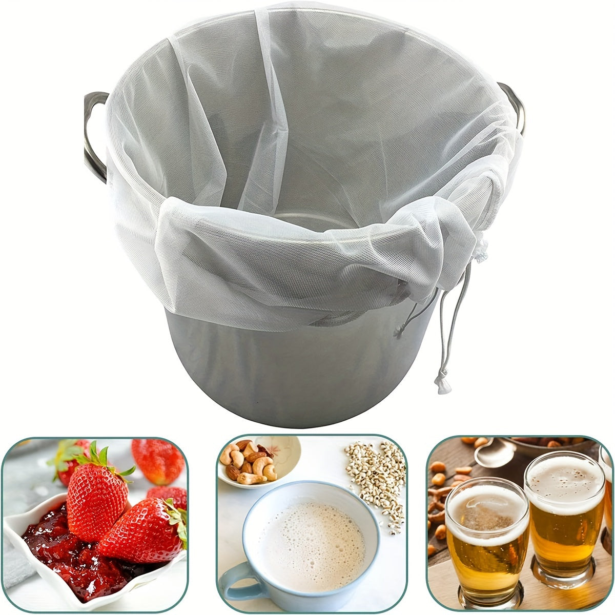 Large Capacity Filter Bag 66x56cm Reusable for Beer and Soy Milk Brewing