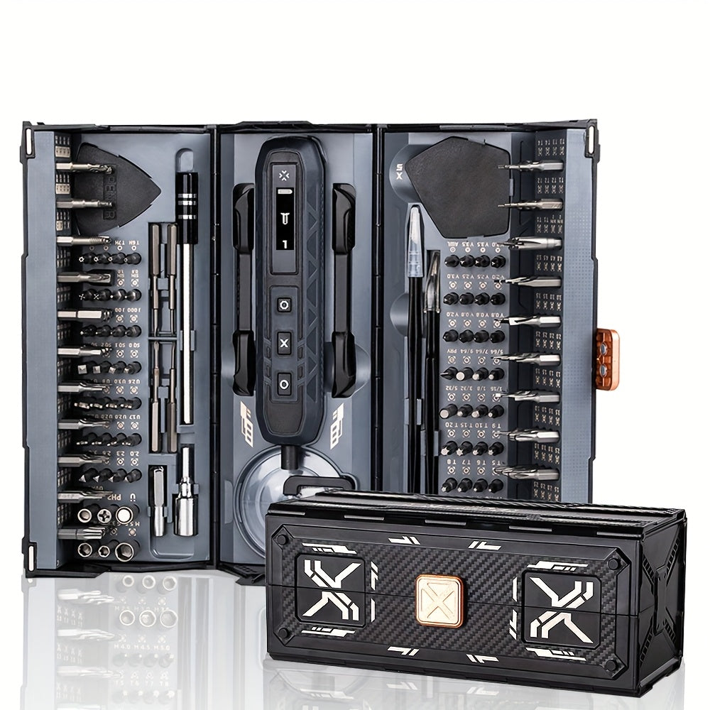 Электрический набор отверток с 3 режимами крутящего момента, складной дизайн, 160 прецизионных бит