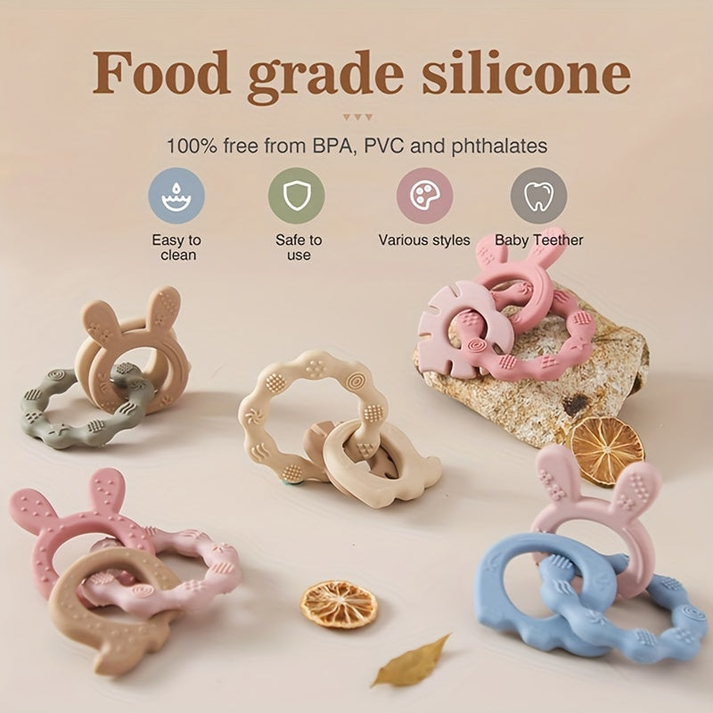 Baby Teether, Rabbit-Shaped Silicone, BPA-Free, Gentle on Gums, Soothing for Babies and Toddlers